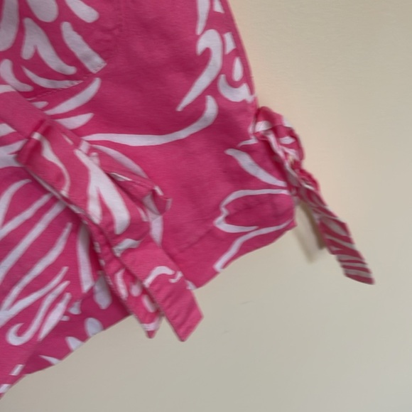 Lilly Pulitzer Pink Sleeveless Lined Side Tie Tropical  w/Pockets-10 - Picture 4 of 7